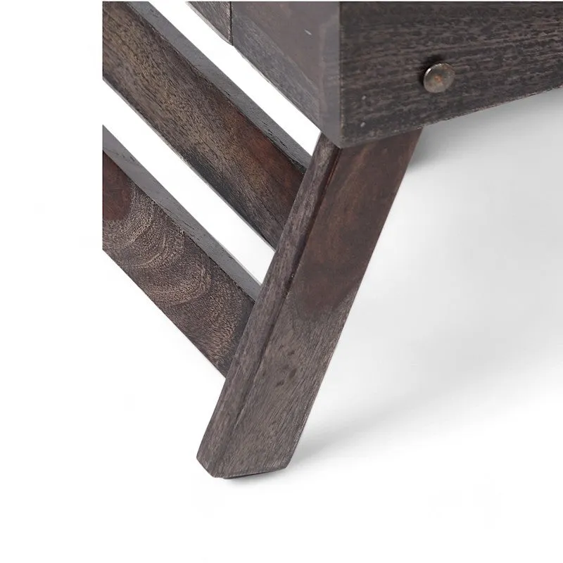 Nverox Sheesham Wooden Side & Bedside Table - Brown,Black media 5