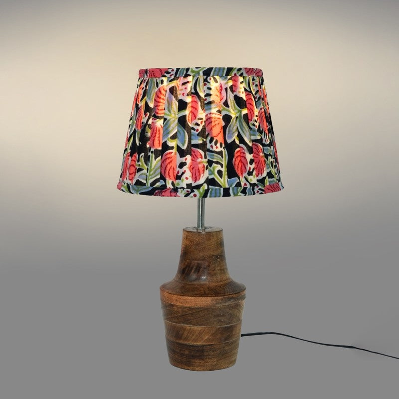 Tropical Bloom Wooden Base Cotton Table Lamp - Multicolor media 4