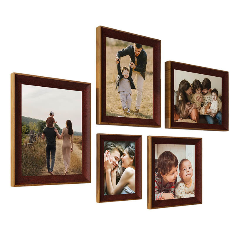 Memories Acrylic Wooden Photo Frames (Brown) - Set Of Five media 5