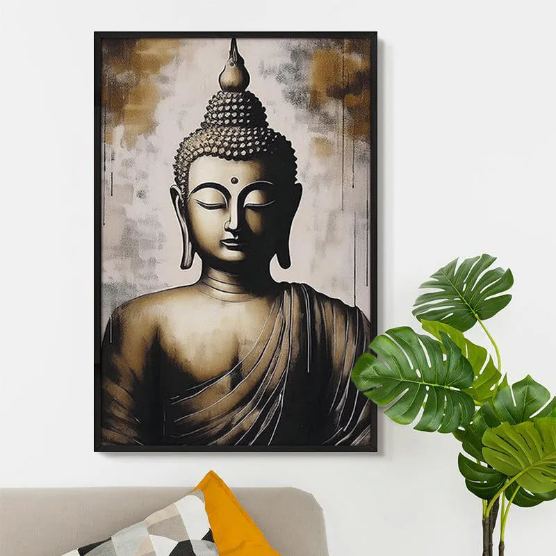 Mystical Buddha Wall Painting With Frame media 6