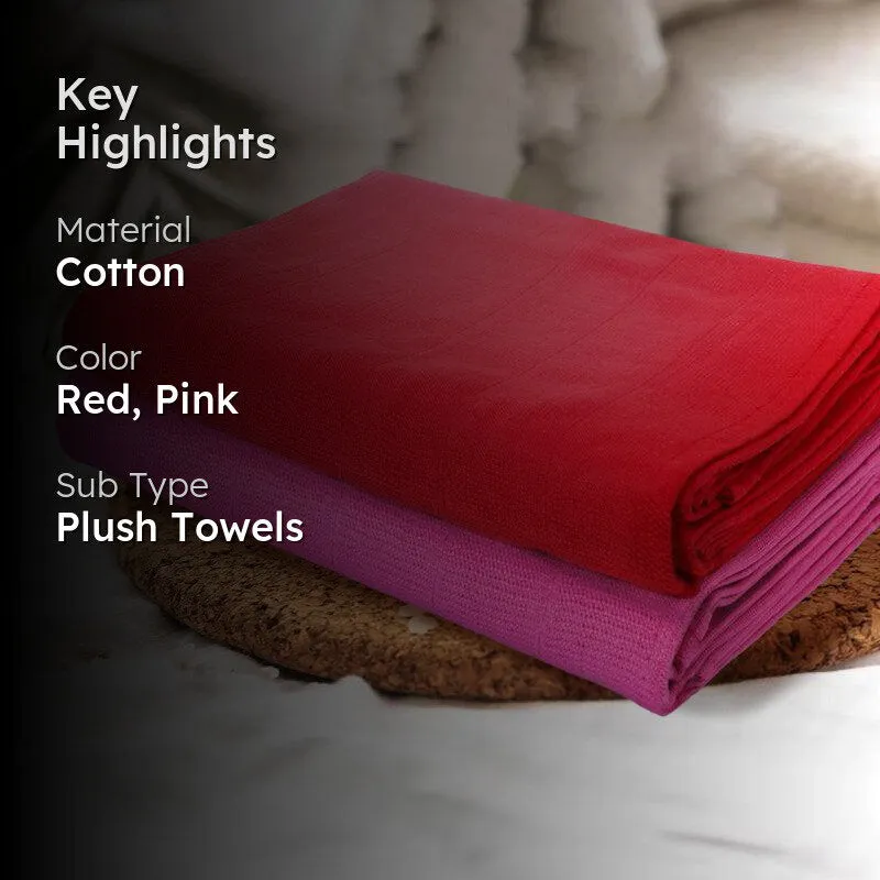 Sarda Bath Towel (Red & Puple) - Set Of Two media 2