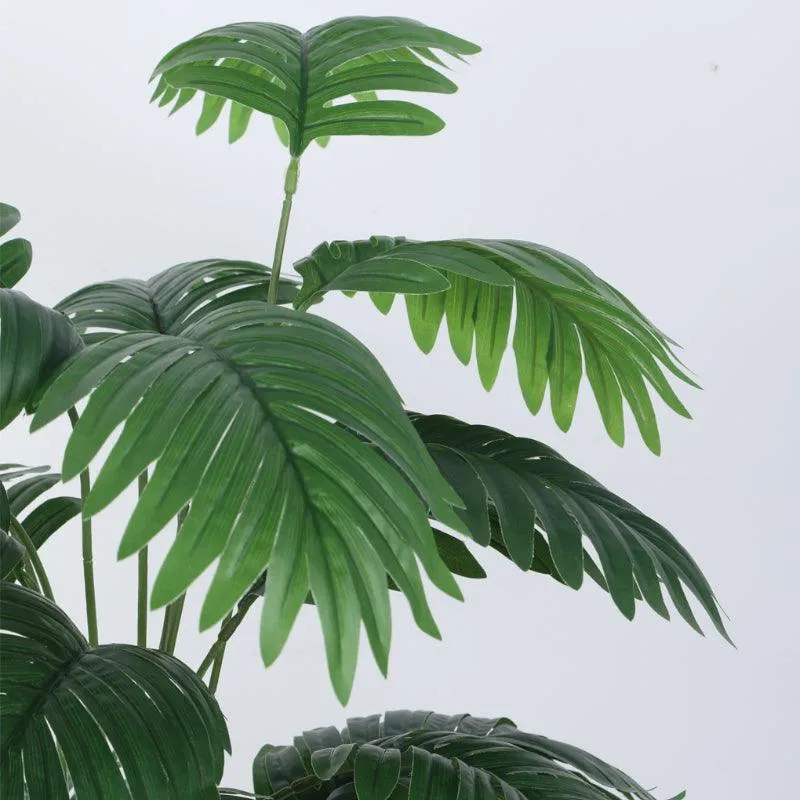 Faux Green Areca Artificial Palm Plant With Black Plastic Pot - 2.79 ft media 5