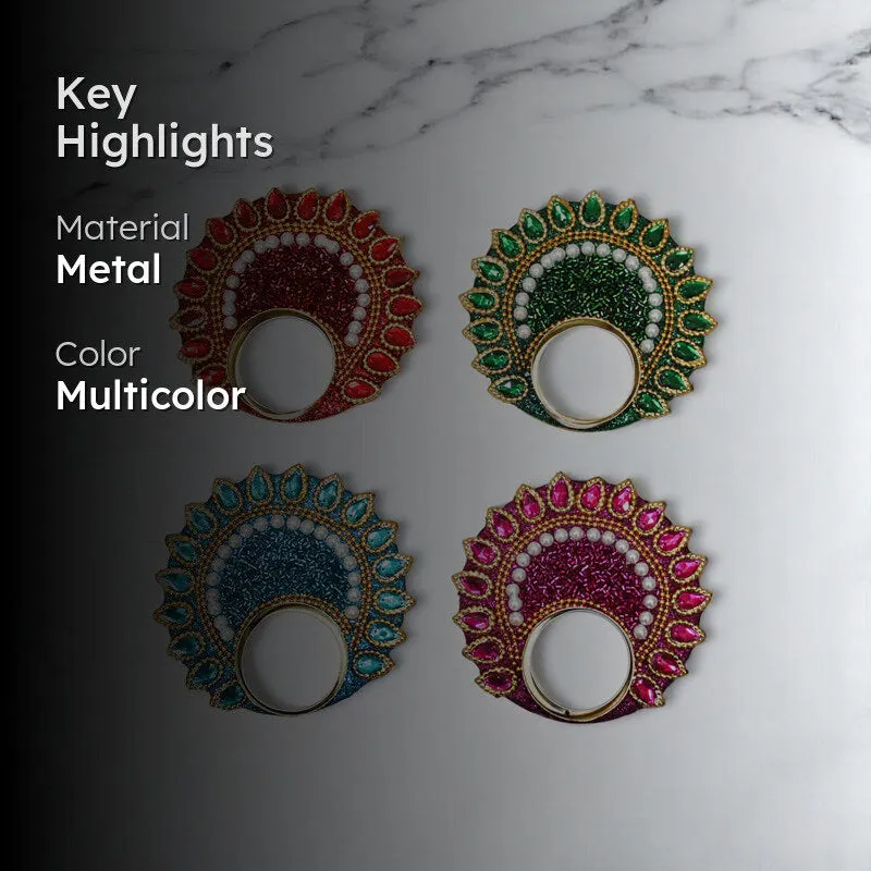 Roshna Jewelled Tea Light Holder (Round) - Set Of Four media 2