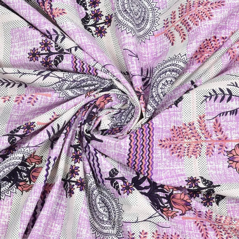 Formy Cotton Bedsheet (Purple,Peach) - 240 TC media 5
