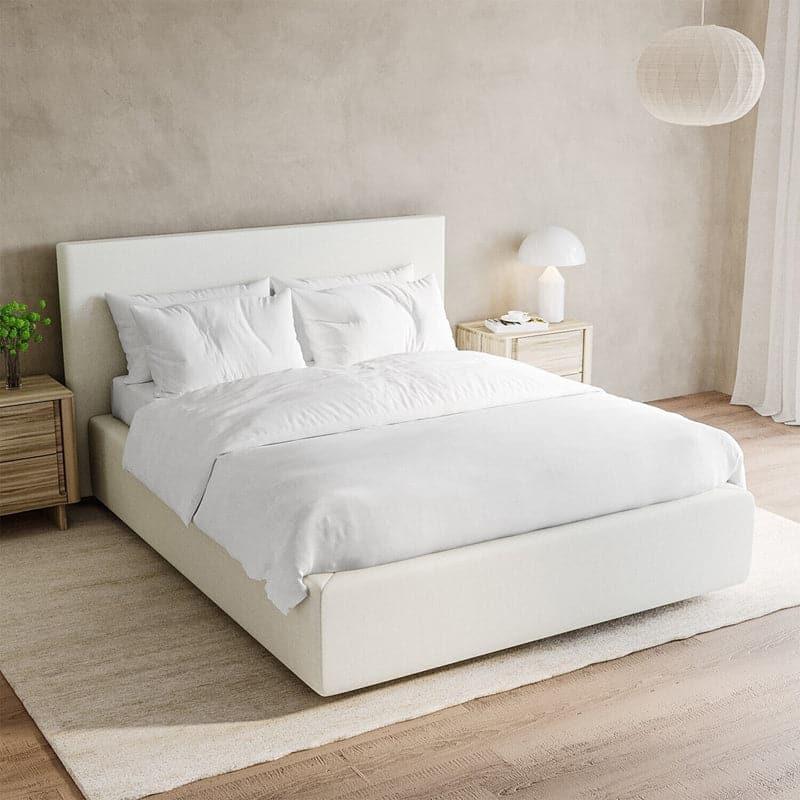 Freyda Solid Cotton Bedsheet (White) - 700 TC media 5