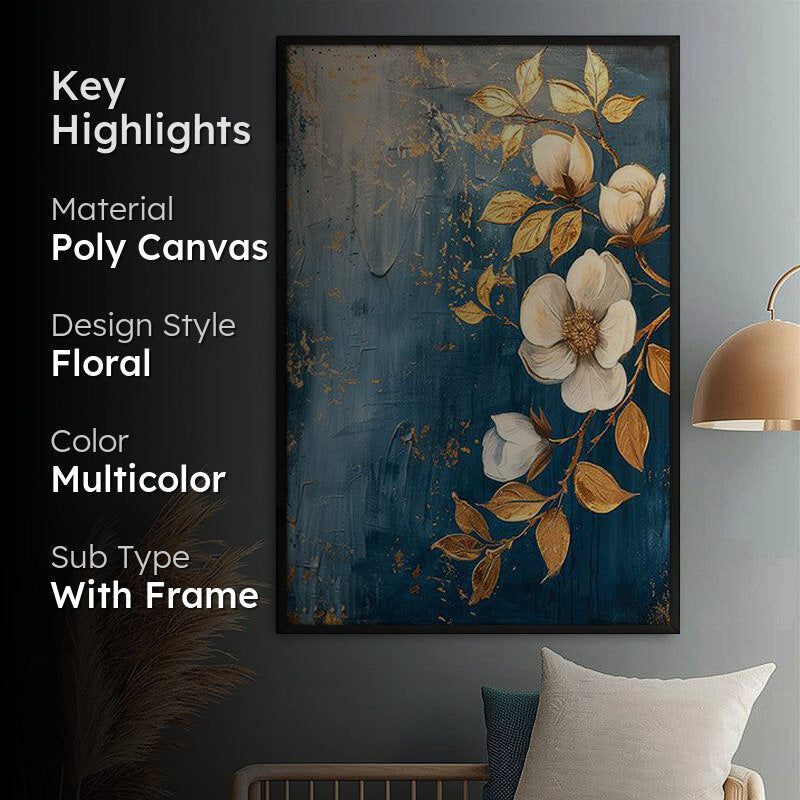 Starlit Petals Wall Painting With Frame media 2