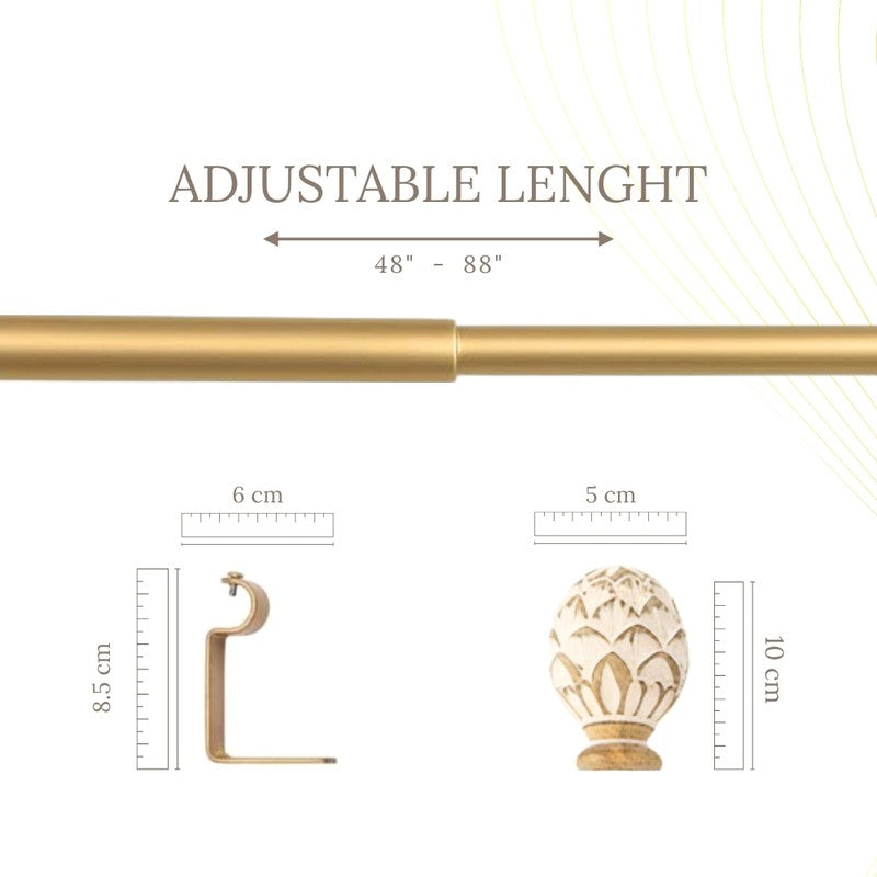 Amber Glint Extendable 1" Single Curtain Rod With Oval Finial & Bracket media 5