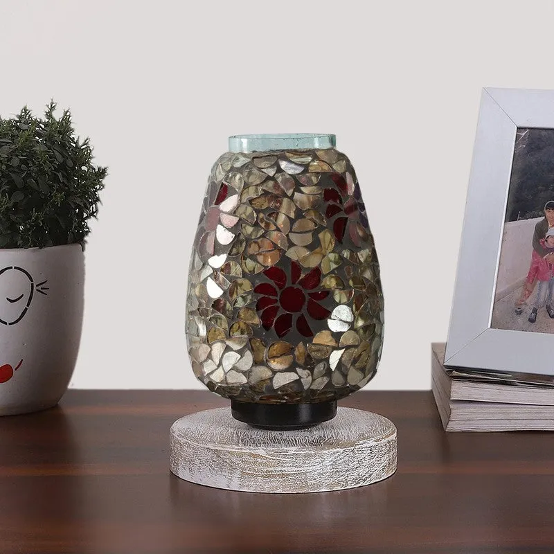 Prismella Mosaic Glass Table Lamp With Wooden Base - Multicolor media 4