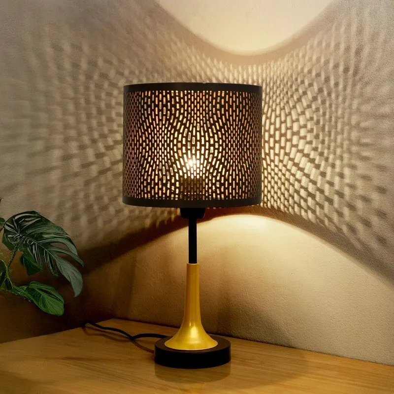 LumiNest Warm Wooden Table Lamp - Black,Gold media 1