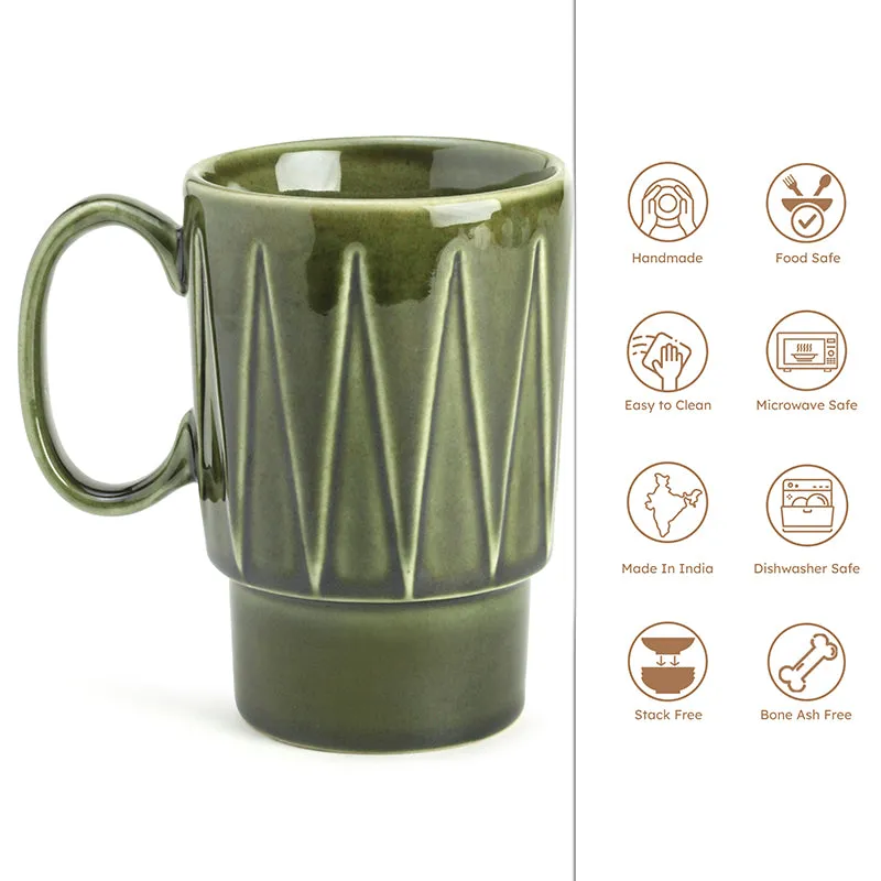Kindred Ceramic Coffee Mug (Moss Green/350 mL Each) - Set Of Two media 3