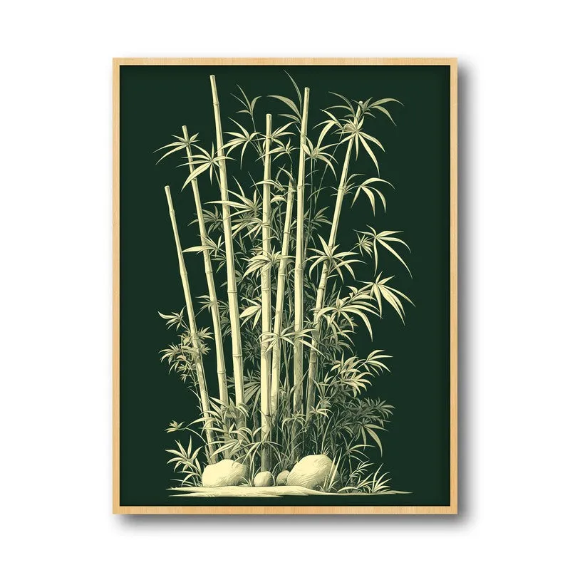 Bamboo Noir Botanical Archival Paper Wall Art - Natural Brown Frame media 5