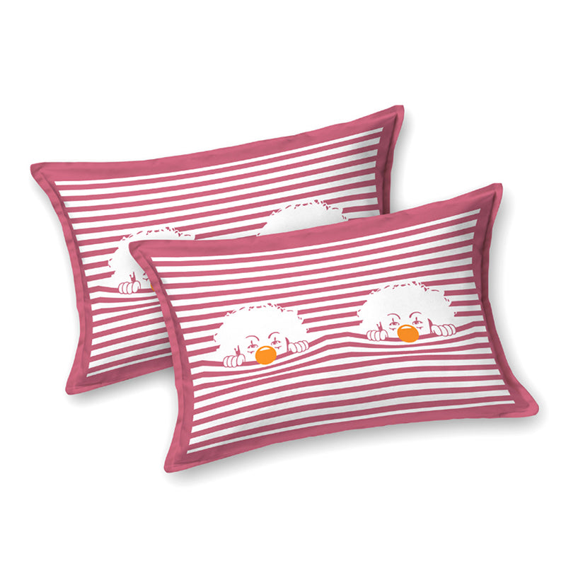 Illusion Stripey Fun Cotton Bedsheet (Pink) - 200 TC media 5