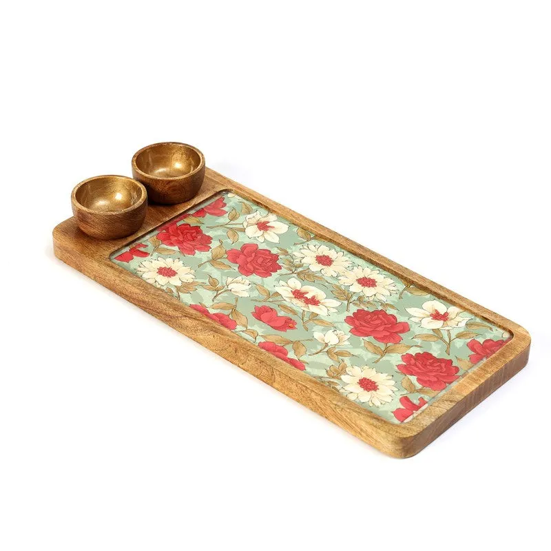 FloriNest Mango Wood Platter With Dip Bowl - Three Piece Set media 3
