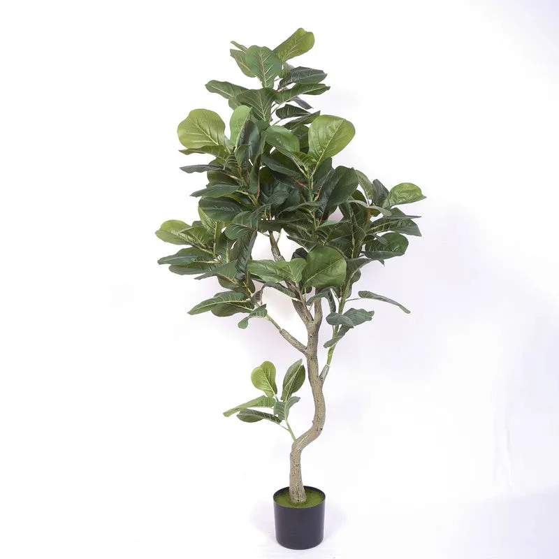 Lush Fiddle Leaf Fig Artificial Plant With Black Plastic Pot media 4