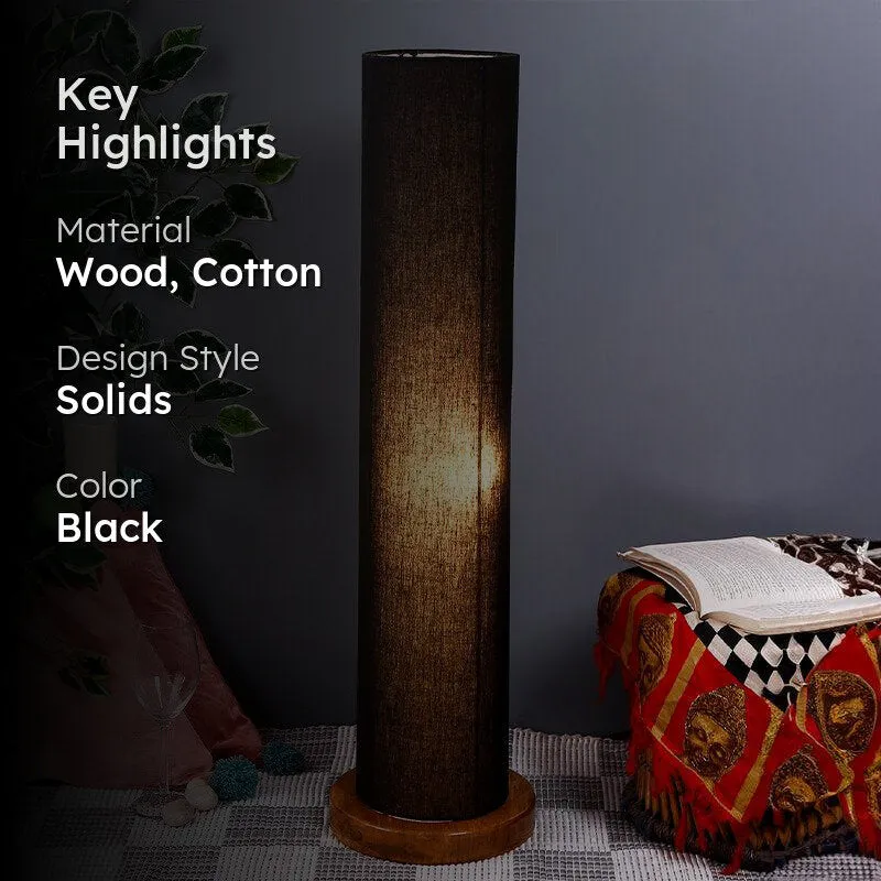 Agia Wooden Tower Floor Lamp With Jute Shade - Black media 2