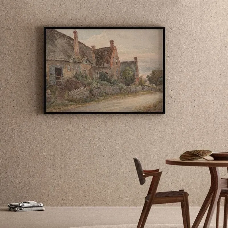 Cottage Cast Canvas Wall Painting - Black Frame media 1