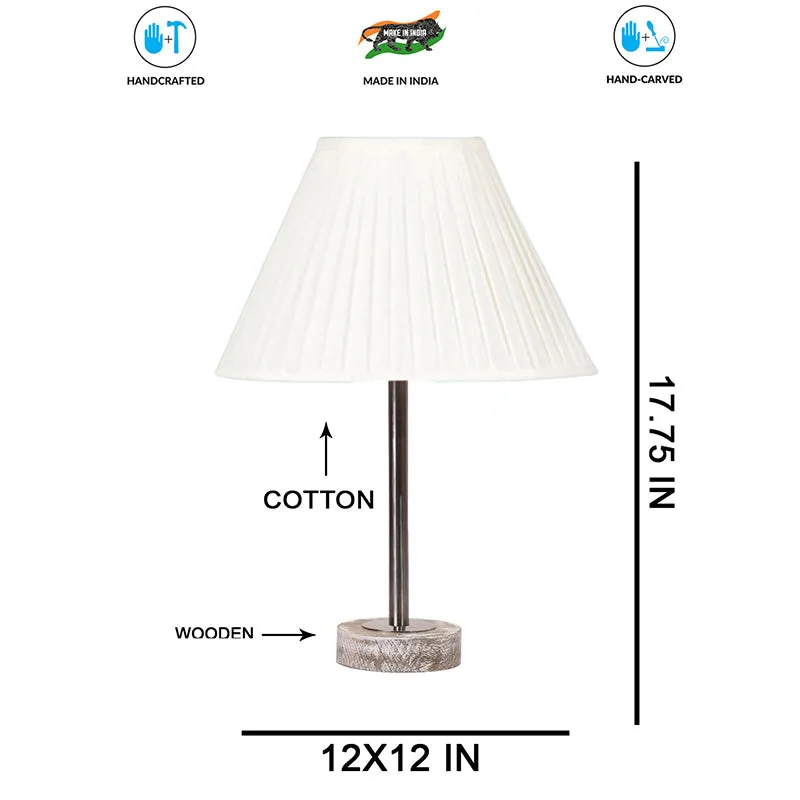 Pleatra Rodin Wooden Table Lamp - White,Silver,White media 7