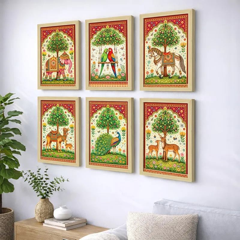 Verdant Verses Paper Wall Painting With Frame - Set Of Six media 3