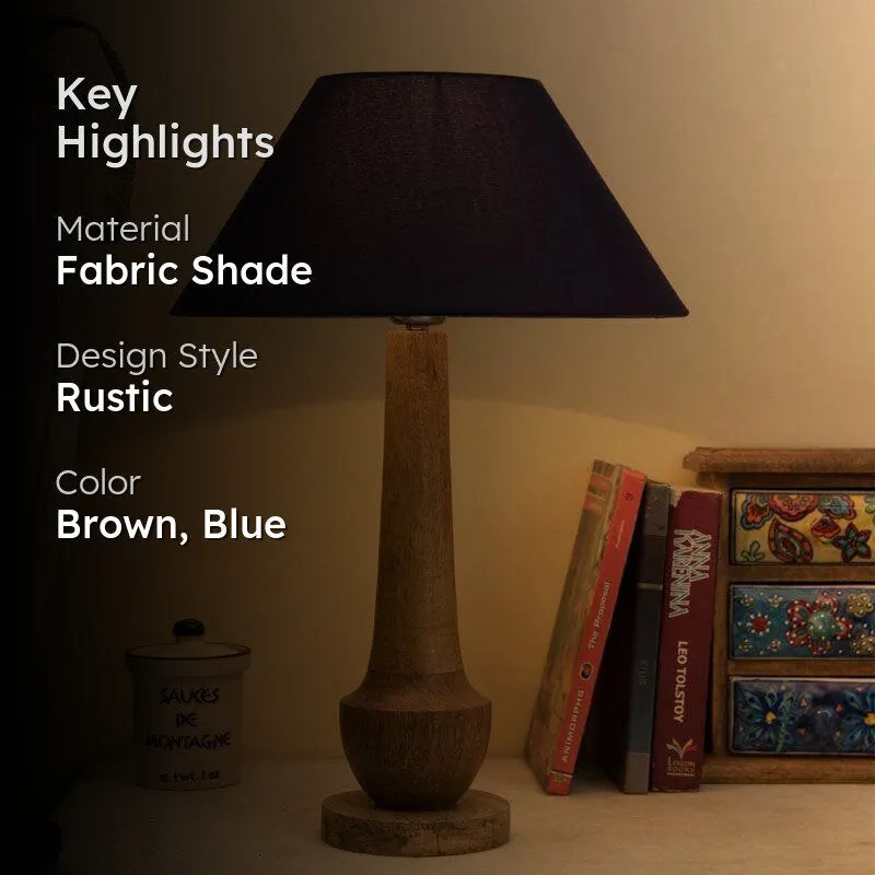 Classic Cubist Fabric Table Lamp With Conical Shade - Brown,Blue media 2