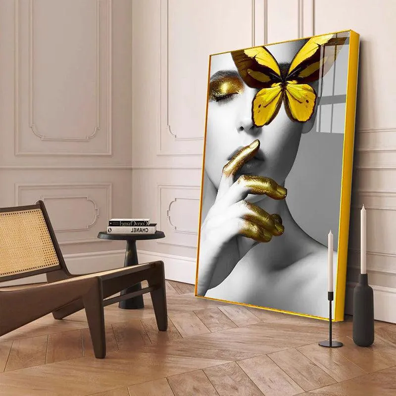 Monarch's Muse Modern Canvas Wall Art With Frame - Gold media 4