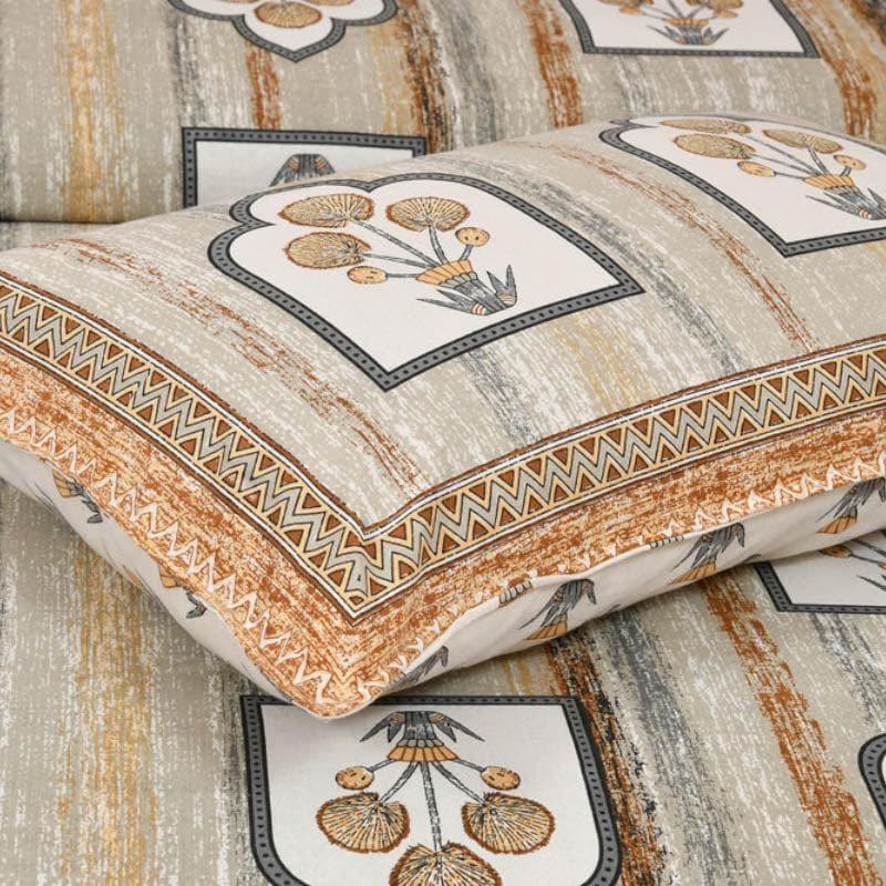 Imperial Blooms Cotton Bedsheet (Beige) - 120 TC media 3