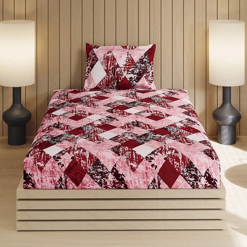 Monte Carlo Urban Diamond Bedsheet (Pink,Red) - 280 GSM media 1