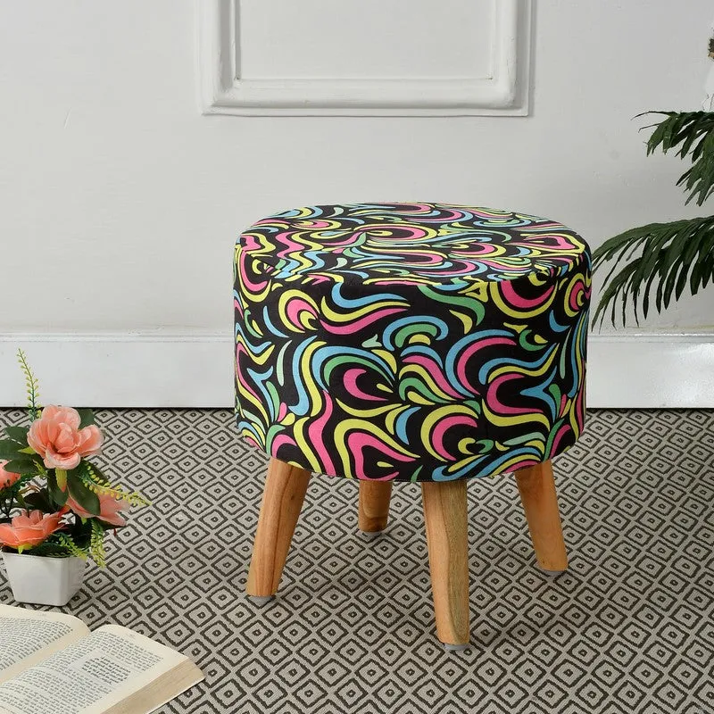 Avira Neonswirl Multicolor Engineered Wood Ottoman media 1