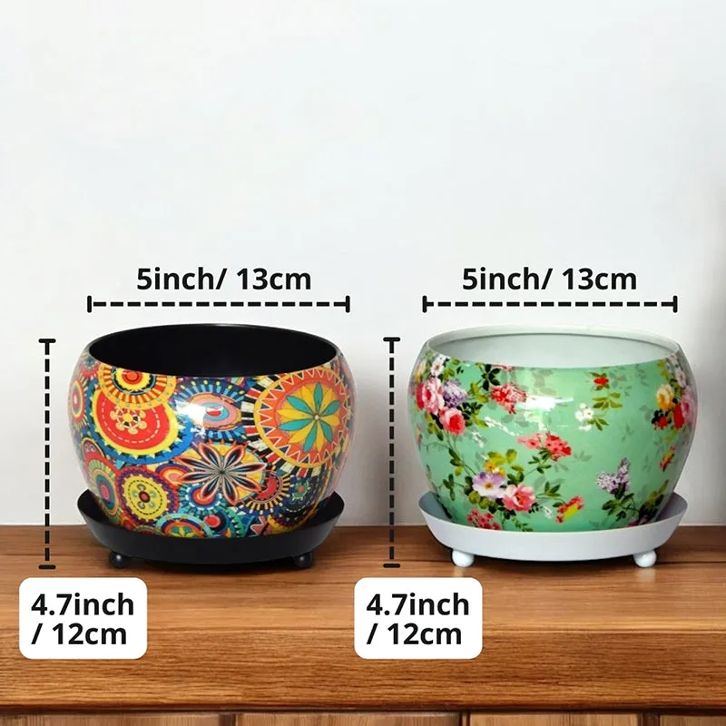 Rustic Fusion Planter With Plate - Set Of Two media 6