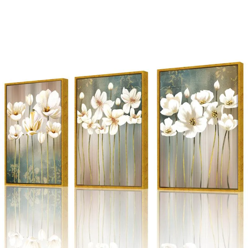 Chineche Floral Cotton Canvas Wall Art - Set Of Three media 3
