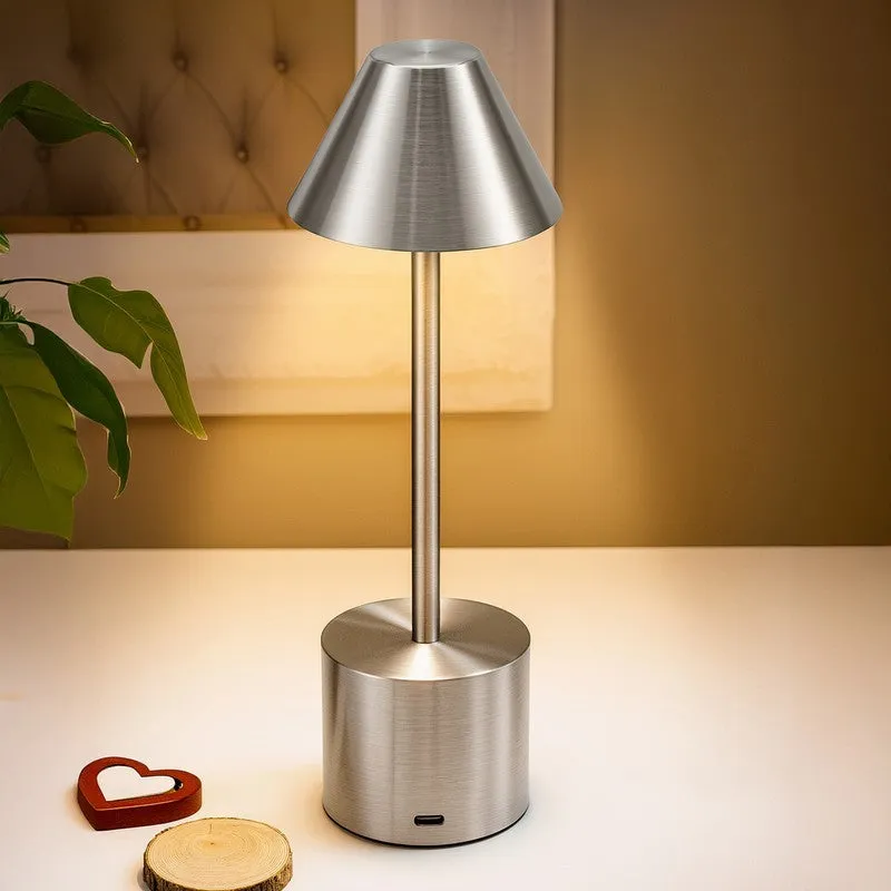 GlowShift Tech Metal Table Lamp - Silver media 1