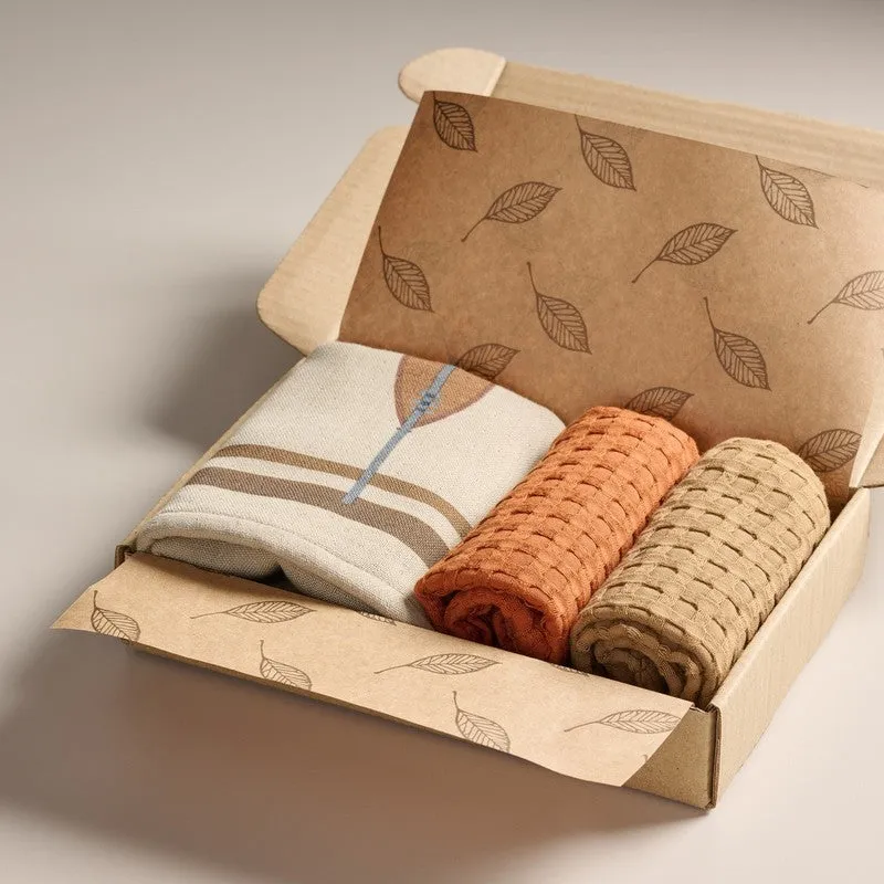 Rustic Petal Bamboo Cotton Hand Towels with Box - Set Of Three media 3