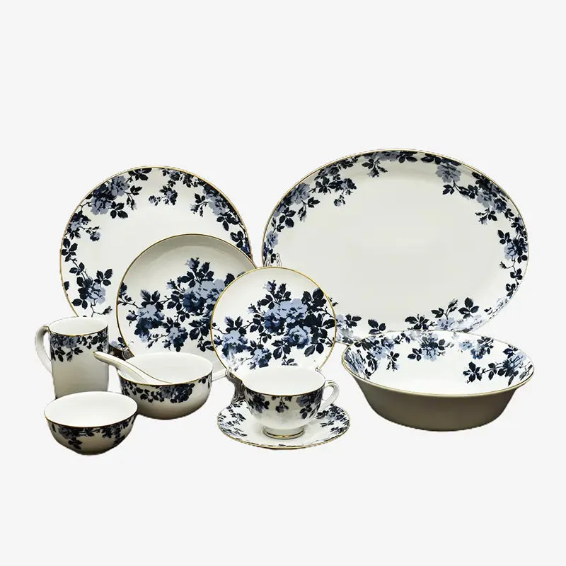Zeneta Leaves 24k Gold Brushed Porcelain Dinner Set - 21 Piece Set media 9