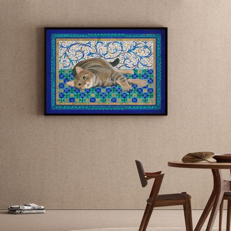 Feline Fantasy Canvas Wall Painting - Black Frame