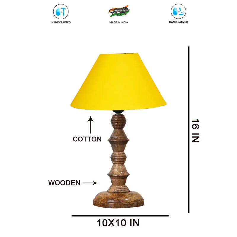 Cotin II Timber Wooden Table Lamp - Yellow,Brown media 7