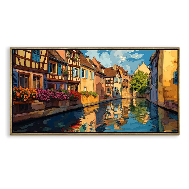Luminous Waterscape Canvas Wall Painting With Frame media 3