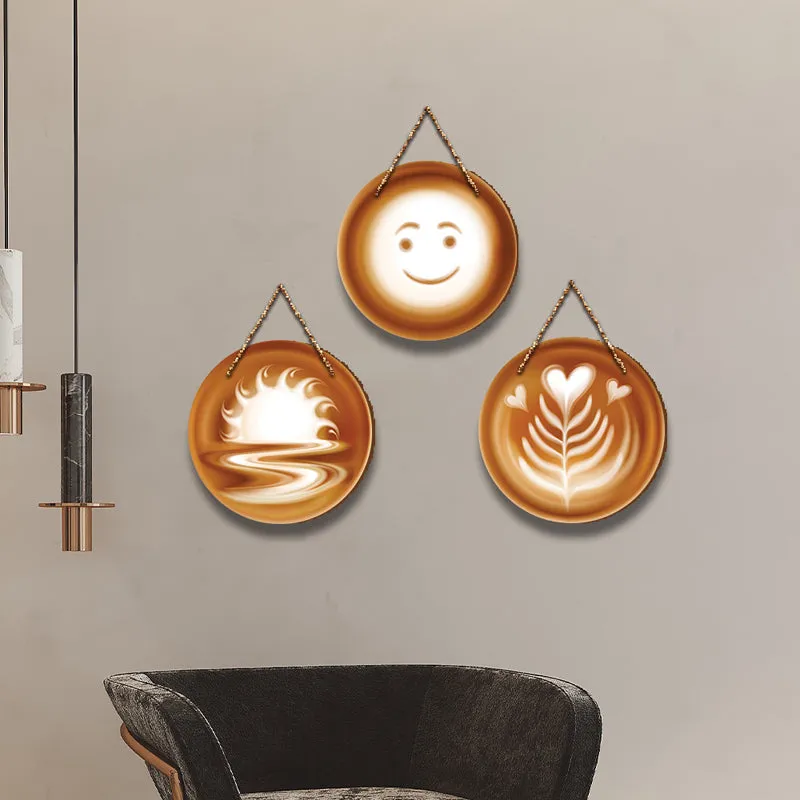 Latte Art Wood MDF Wall Hanging - Set Of Three media 3