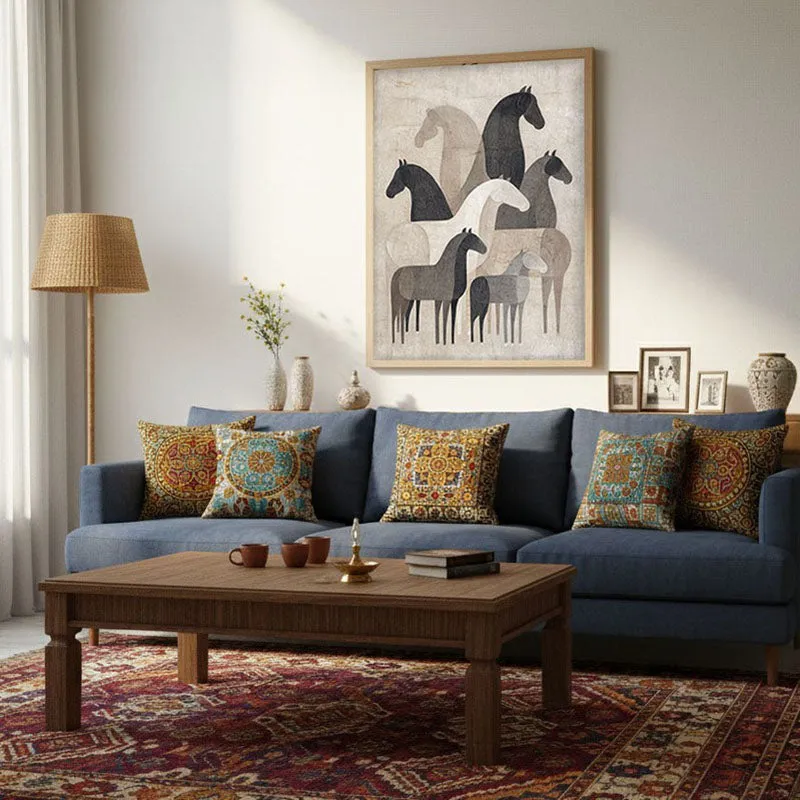 Abstract Horse Collective Wall Painting With Brown Frame media 3