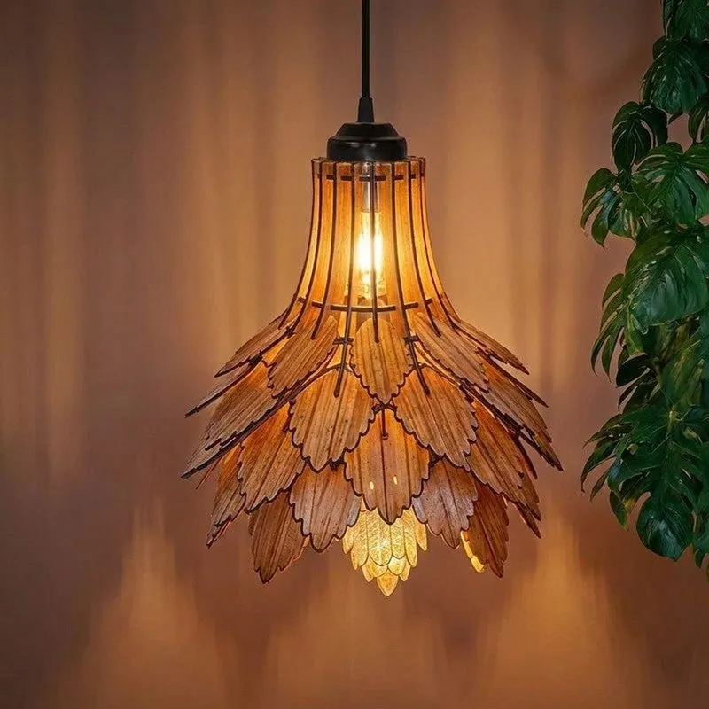 ZenithLight Luxury Wooden Ceiling Lamp media 1