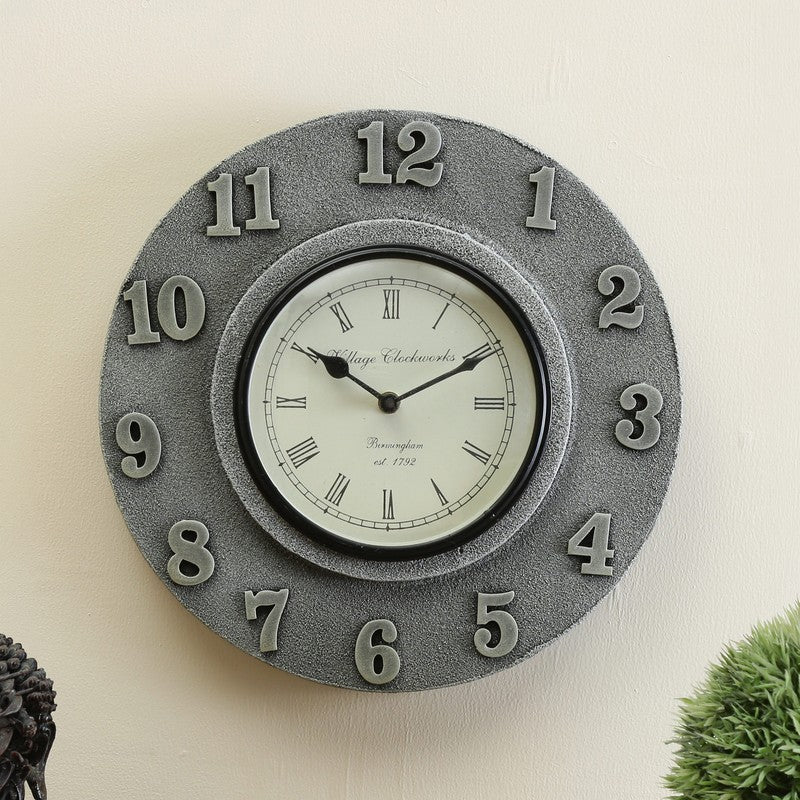 Carved Circular Pattern Wood Wall Clock
