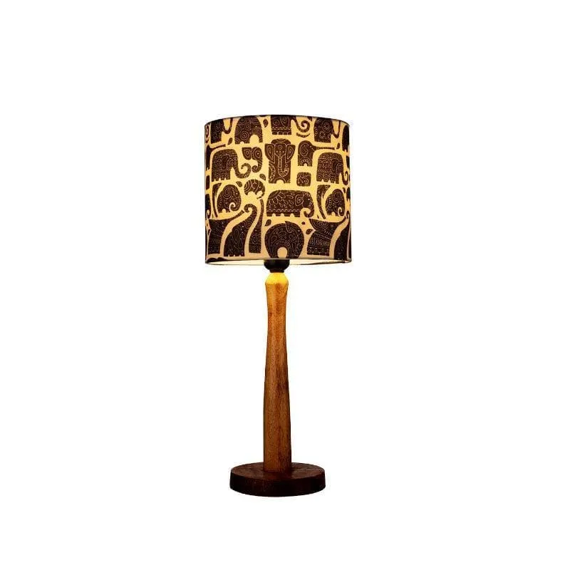 Zoo Glow Classy Wooden Stand Fabric Table Lamp - White,Black,Brown media 4