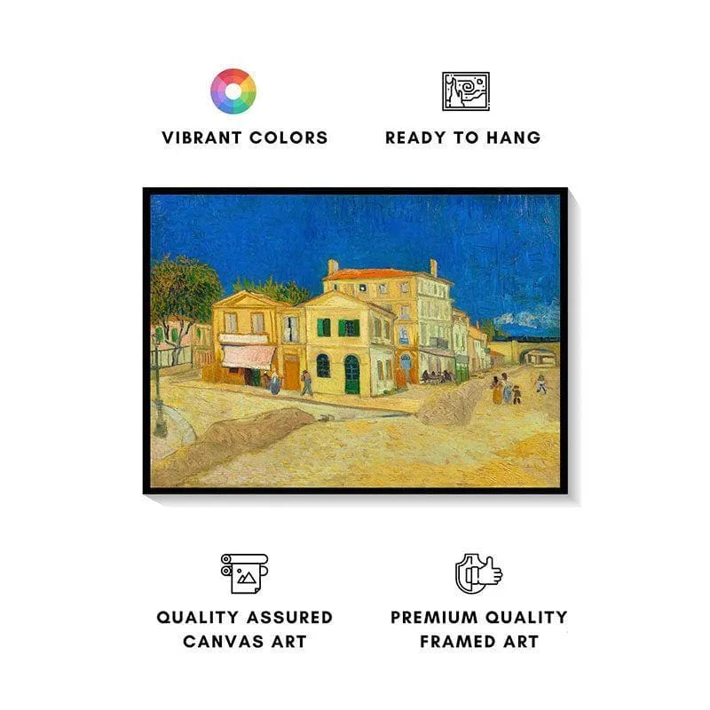 The Yellow House Canvas Painting By Vincent Van Gogh - Black Frame media 4