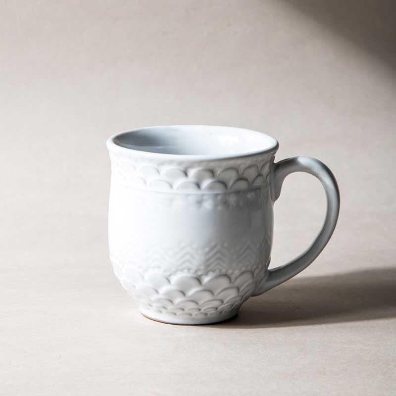 Scallop Stoneware Coffee Mug (440 mL Each/White) - Set of Two media 3