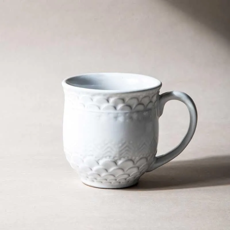 Scallop Stoneware Coffee Mug (440 mL Each/White) - Set of Two media 3