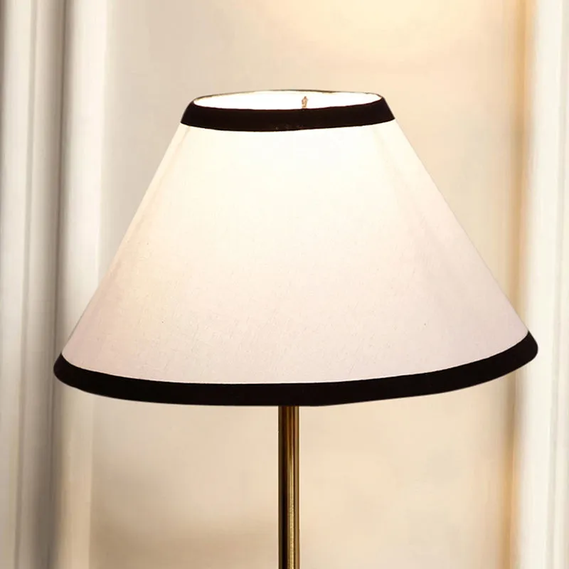 Monochrome Edge Cotton & Metal Table Lamp - White,Gold media 3