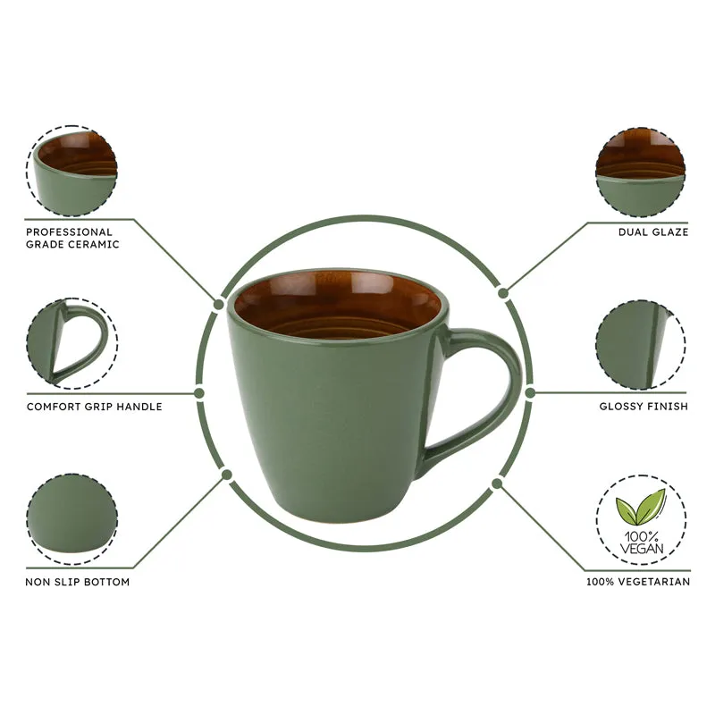 Karvaa Ceramic Coffee Mug (Forest Green/350 mL Each) - Set Of Six media 6