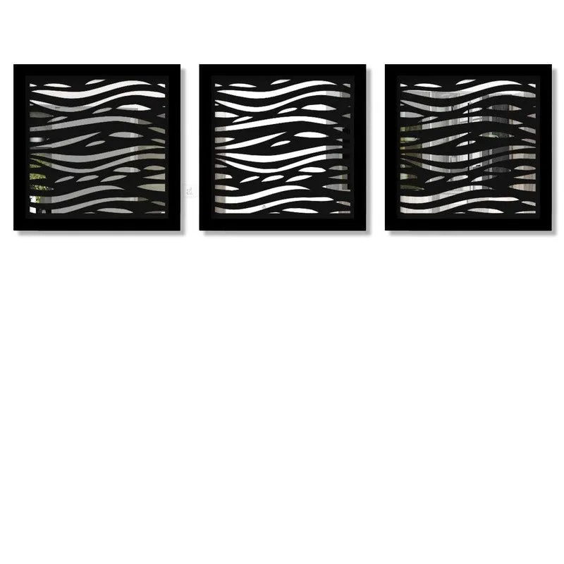 Aurora Glass Wall Mirror With Wooden Frame - Set Of Three media 4