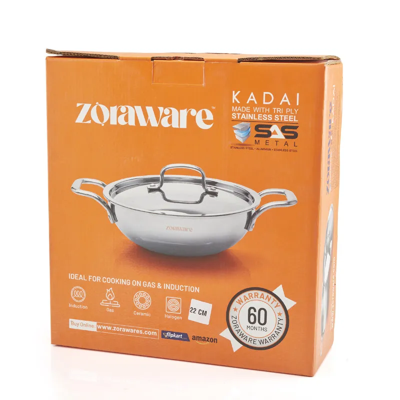 Zoraware Kadhai With Lid - 3600 mL/28 CM media 7