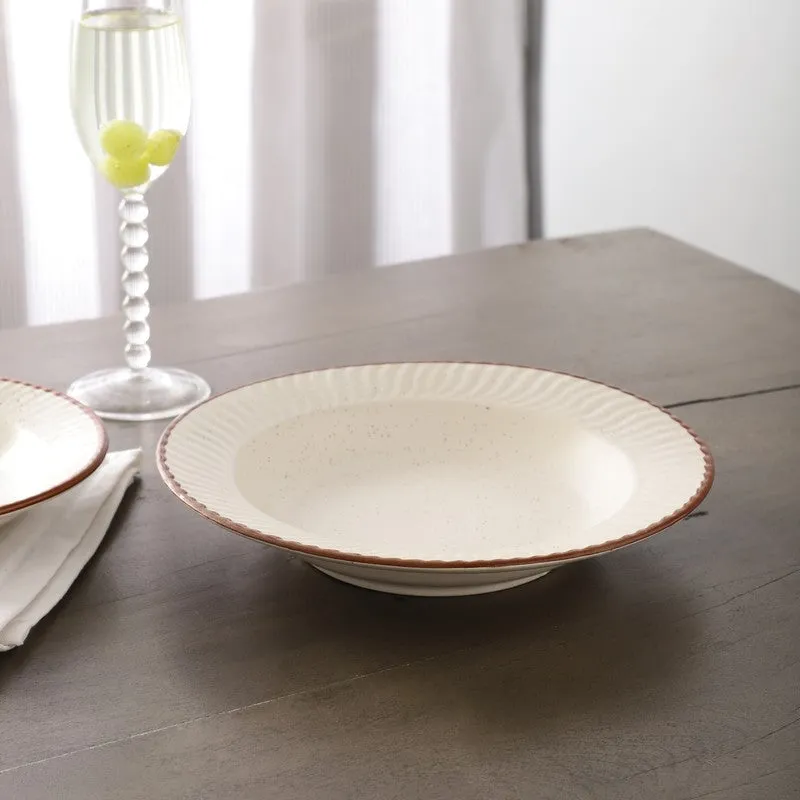 Brownline Off White Stoneware Pasta Plate media 1