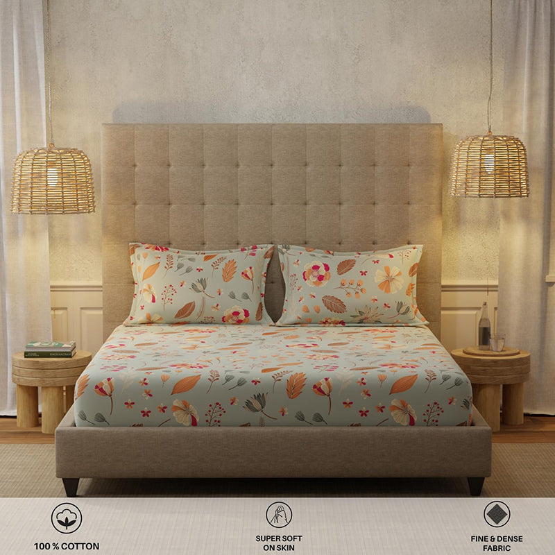 Urban Space Florence Grey Cotton Bedsheet - 200 TC media 3