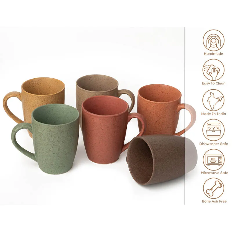 Sip & Style Ceramic Coffee Mug (Multicolor/300 mL Each) - Set Of Six media 4